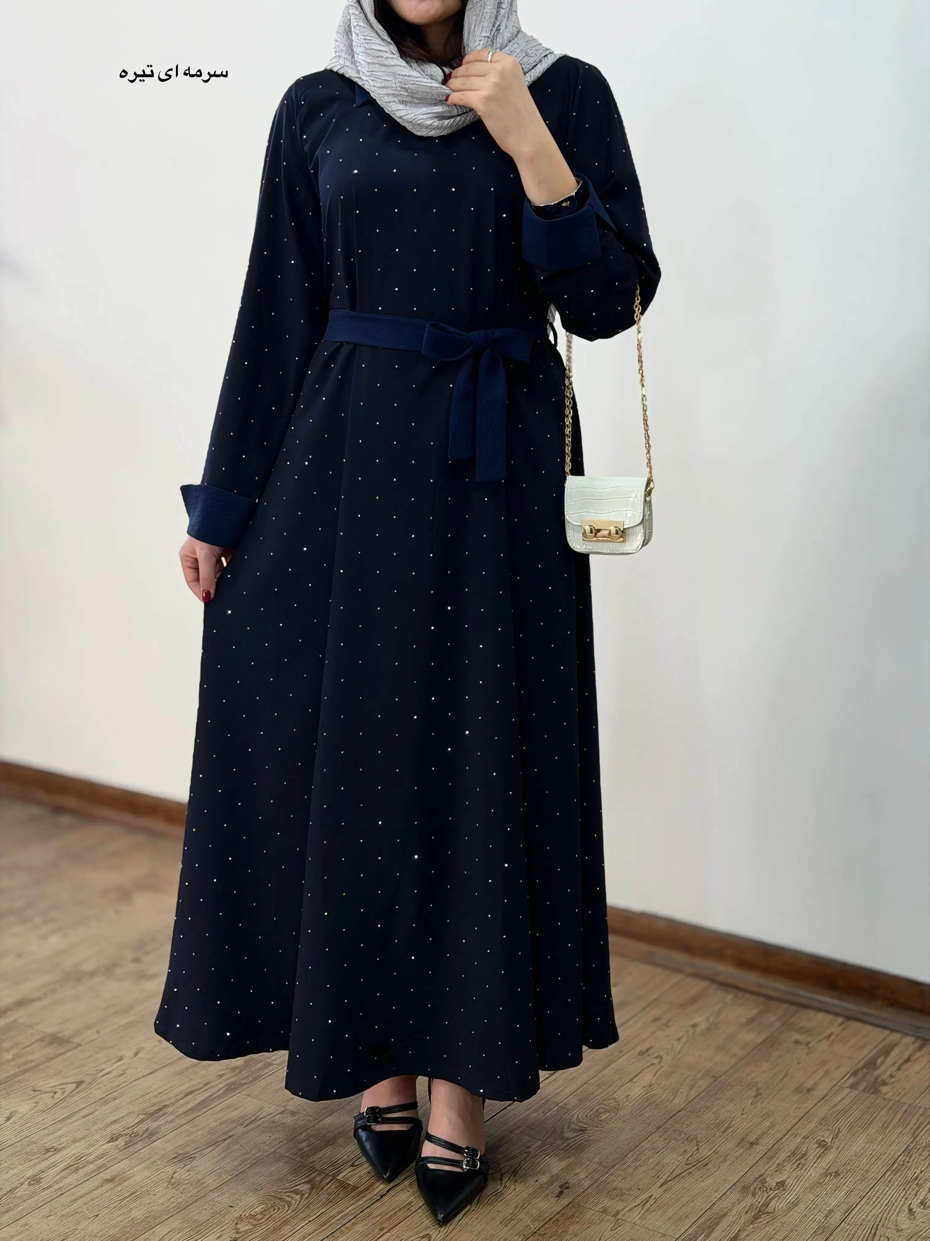 پیراهن مانتویی بلند نگین